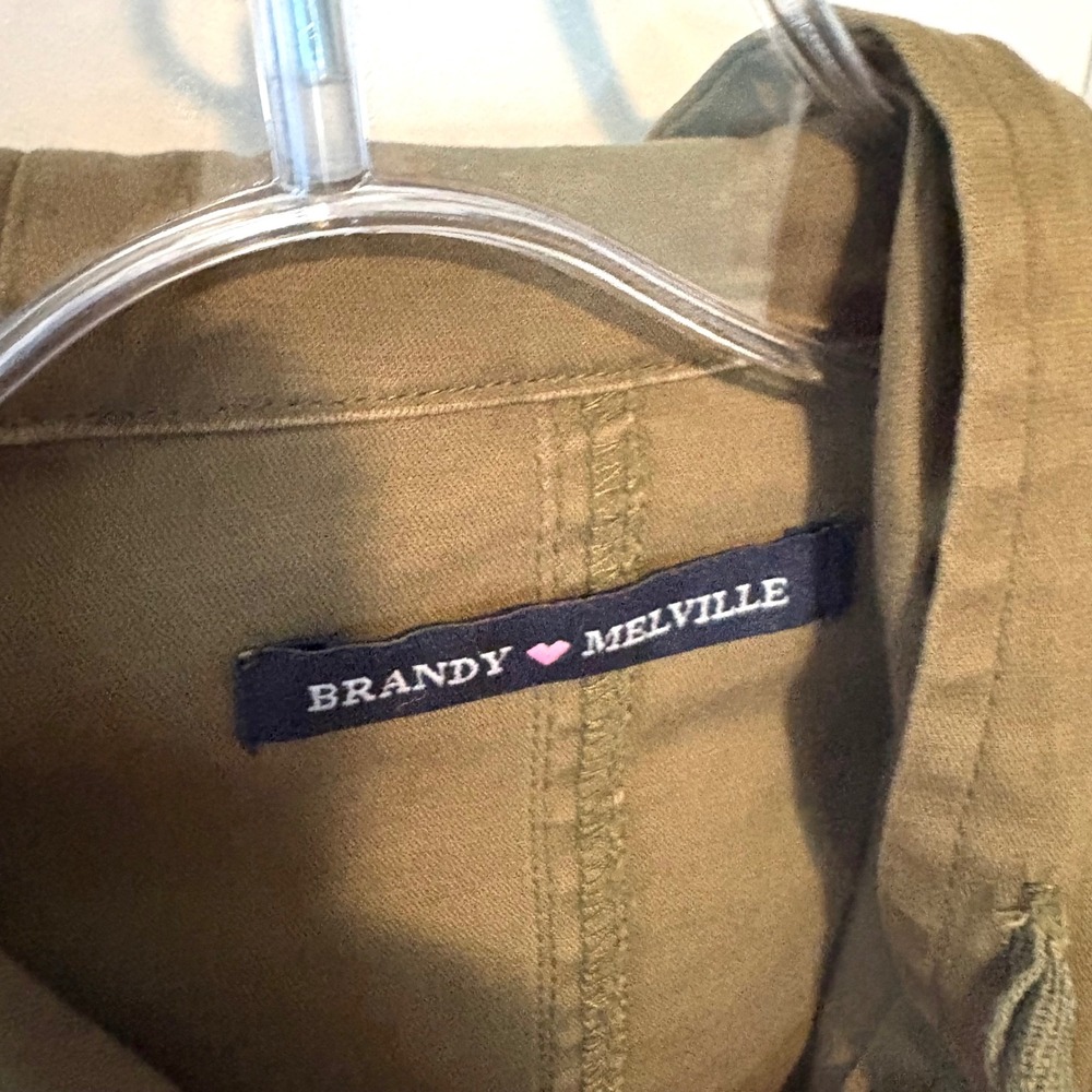 Brandy Melville Olive Cotton Utility Hooded Jacket in Size M - Picture 9 of 11